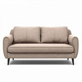 Canapé deux places en tissu beige dimensions 150 x 85 x 70 cm avec pieds en métal