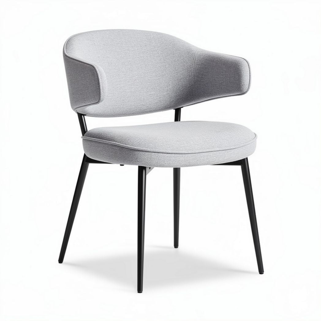 Chaise en tissu gris avec accoudoirs en métal 50 x 50 x 80cm