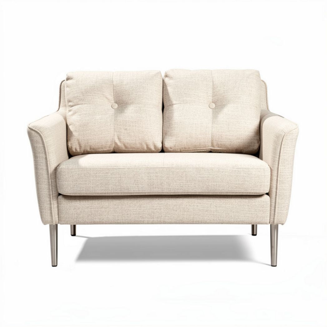 Canapé en tissu beige avec structure en métal dimensions 150 x 80 x 85cm