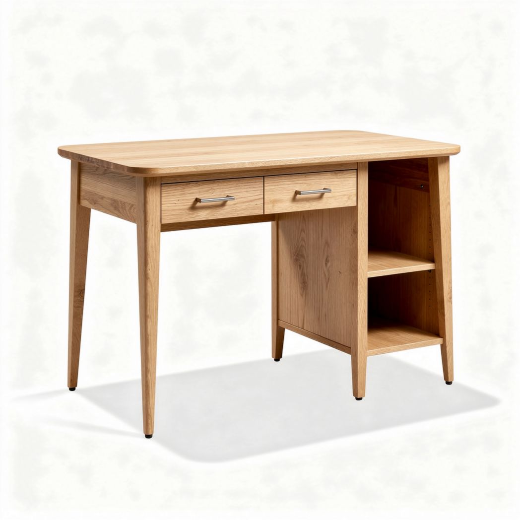 Bureau en bois de chêne avec tiroirs et étagère dimensions 100 x 50 x 75cm