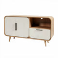 Meuble de rangement en bois avec portes blanches et tiroir mesure 120 x 40 x 70cm