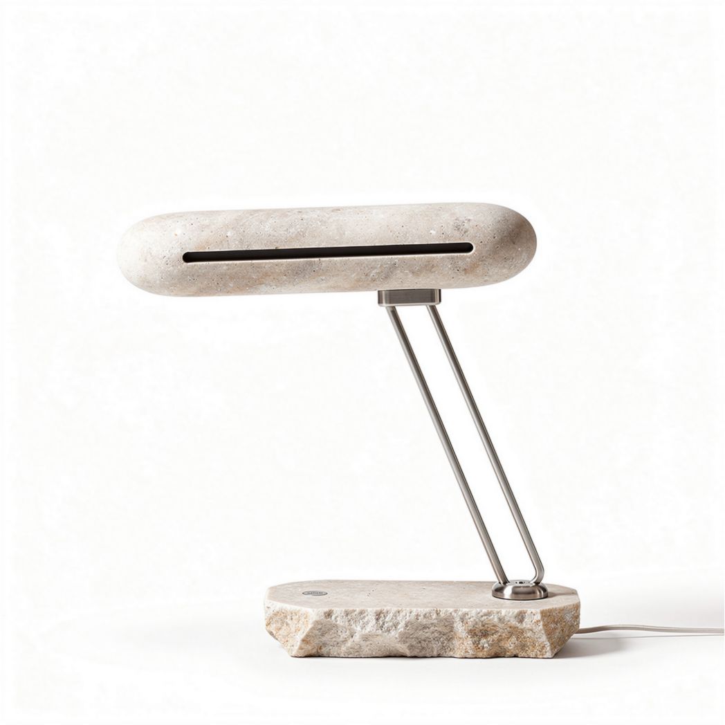 Lampe de bureau en pierre naturelle et métal de dimension 20 x 10 x 30cm