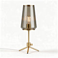 Lampe de table en verre fumé et métal doré hauteur 40cm largeur 20cm