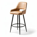 Tabouret de bar en simili cuir marron avec pied en métal noir hauteur 100cm