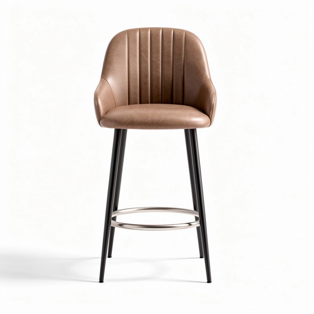 Tabouret de bar en simili cuir marron avec structure noire 40 x 40 x 100 cm