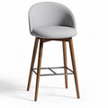 Tabouret de bar en tissu gris avec pieds en bois 40 x 40 x 100 cm