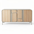 Buffet en bois clair avec portes en différentes formes 120 x 40 x 75cm