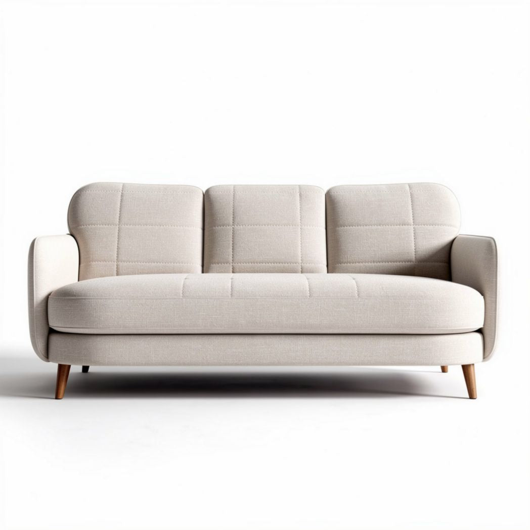 Canapé contemporain en tissu beige 180 x 85 x 75cm avec pieds en bois